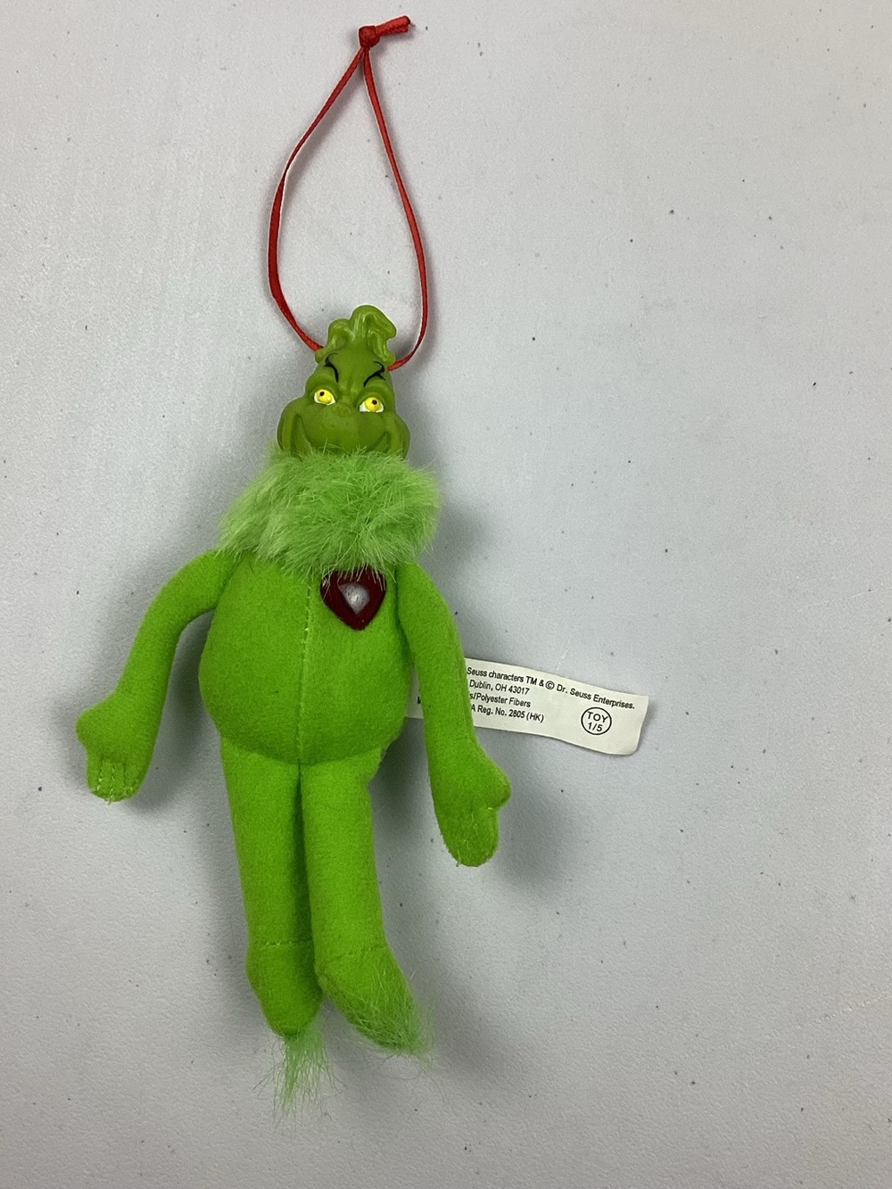 2001 Vintage Grinch Plush Ornament Wendy’s Kids Meal Christmas Tree Dr Seuss